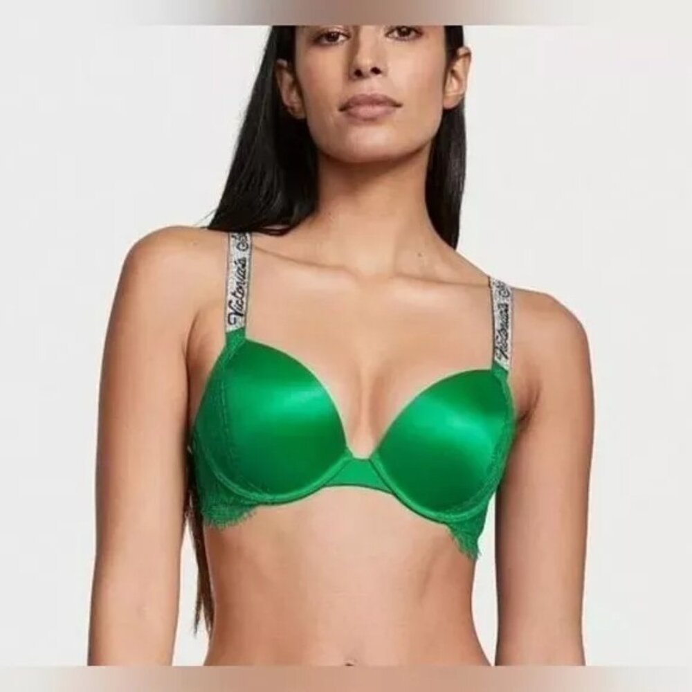 Victoria's Secret Very Sexy Shine Strap Bra 36DD Green